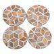 Round Wood And Resin Diamond Pattern Tea Coaster Set of 4